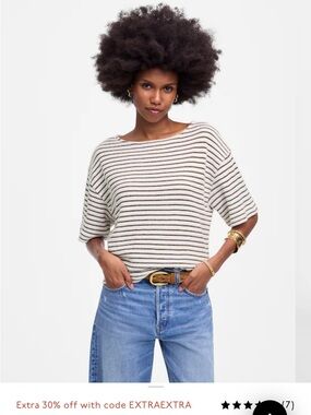 Madewell Embroidered Boxy Knit Tee in Stripe